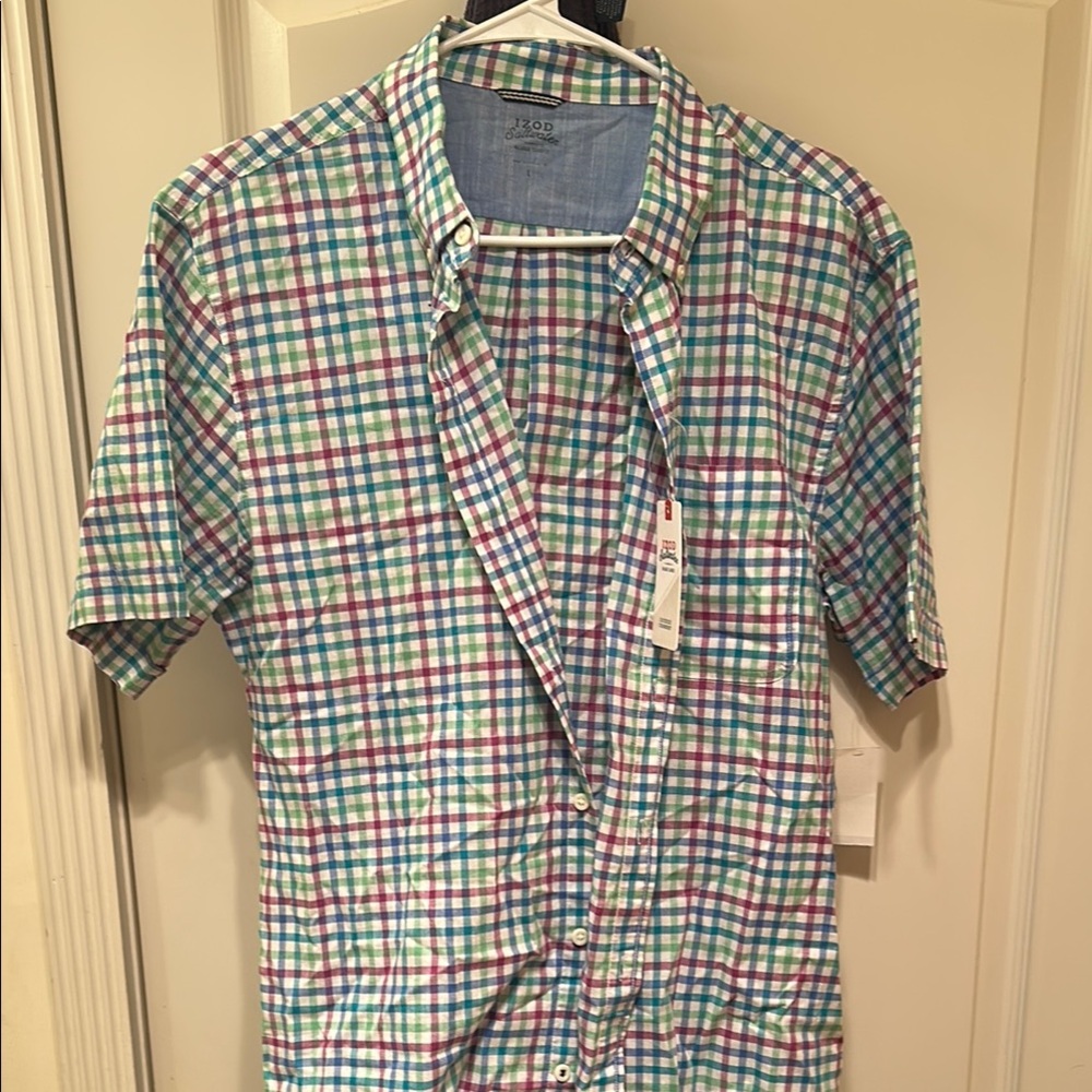 J. Crew Blue and Green Casual Button Down Shirt